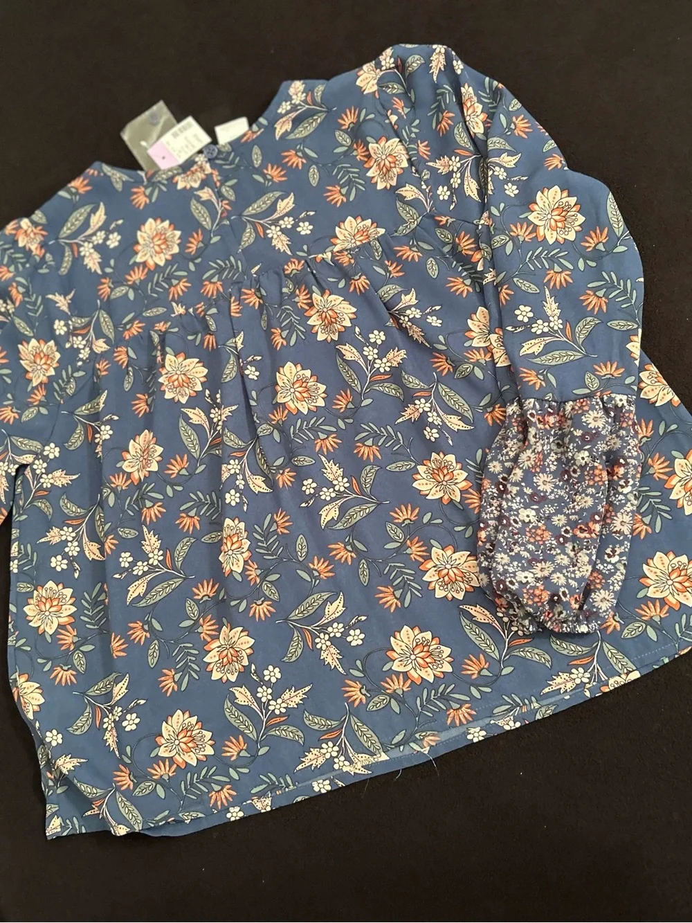 Old Navy Navy Blue Floral Smocked girls top